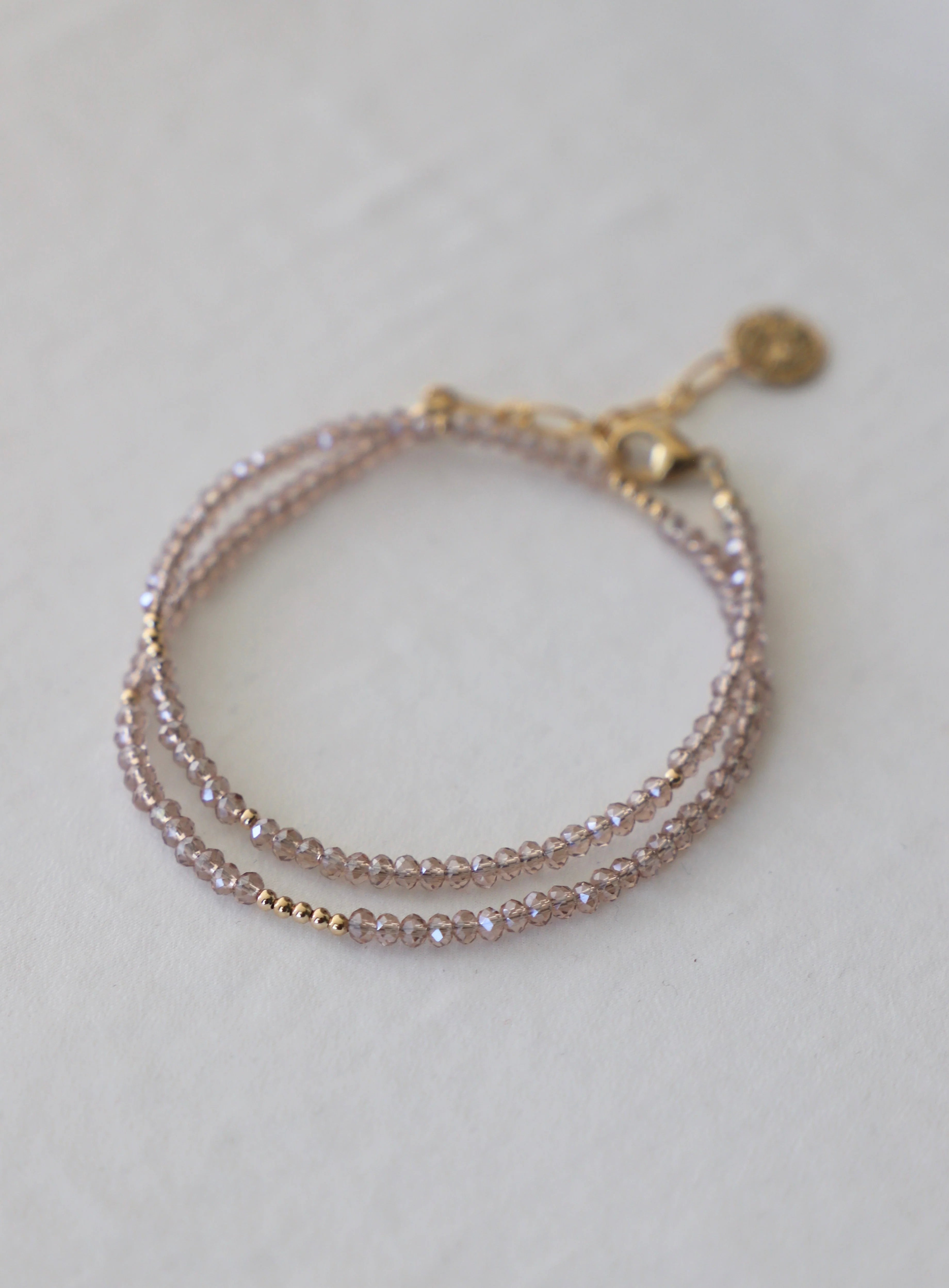 CHAMPAGNE PETITE CRYSTAL DOUBLE WRAP BRACELET