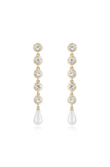 Elegantly Modern Crystal and Pearl Dangle Earrings