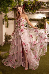 A1035 - Portrait of a Rose Printed Organza Gown - Andrea & Leo Couture