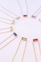 CZ Birthstone Necklace in Gold