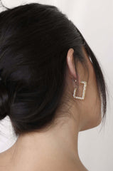 Crystal Studded Rectangle Hoop Earrings