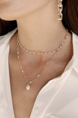 Crystal Spark and Ball Chain Necklace Set