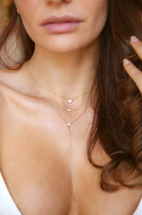 Layered Opal Lariat Necklace Set of 3