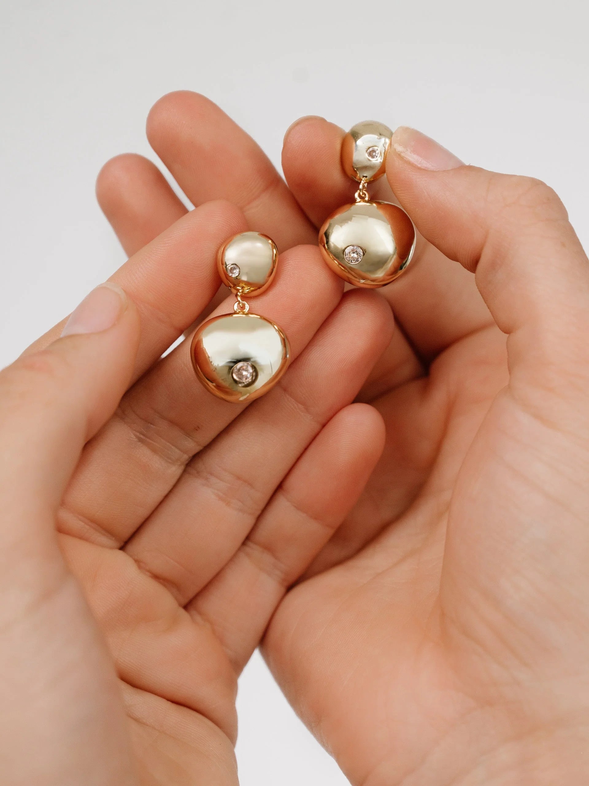 Polished Double Pebble Drop Earrings