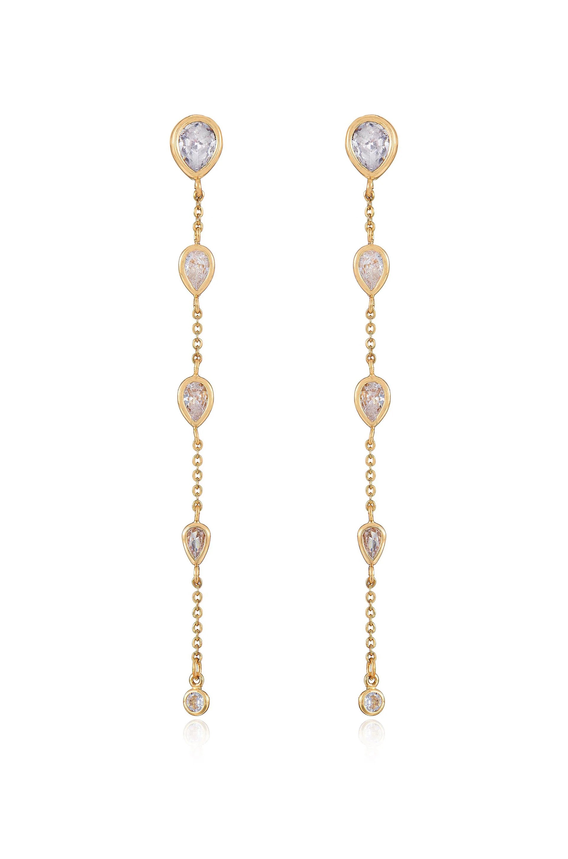 Dainty Bezel Crystal Dangle Earrings