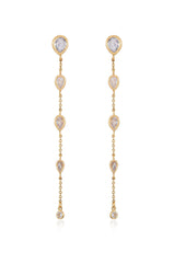 Dainty Bezel Crystal Dangle Earrings