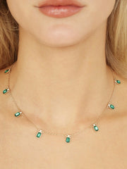 Emerald Deco Charm Necklace