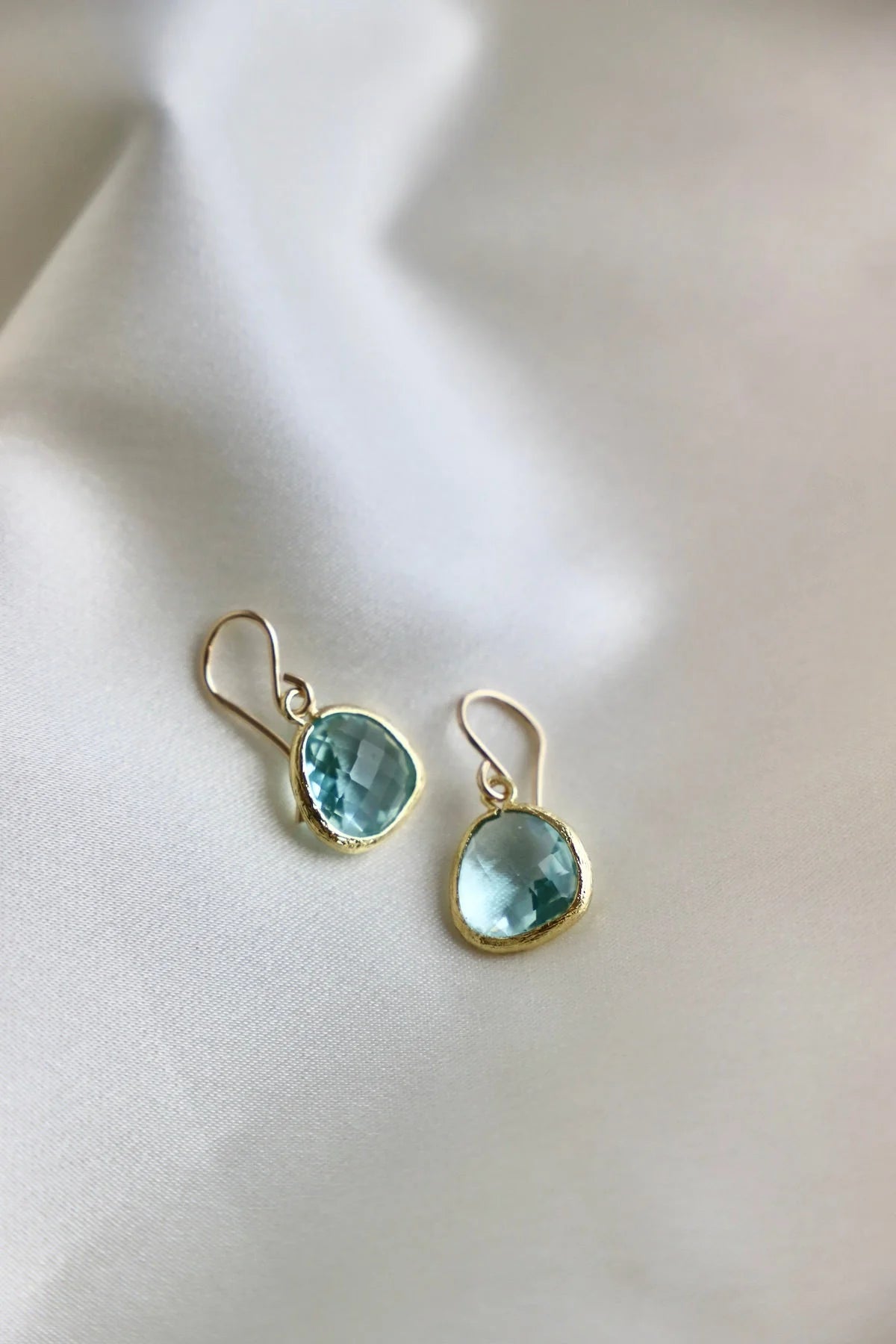 MEDIUM AQUAMARINE BEZEL EARRINGS