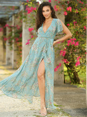 Size XS, Kari Maxi Dress - Teal Floral - FINAL SALE