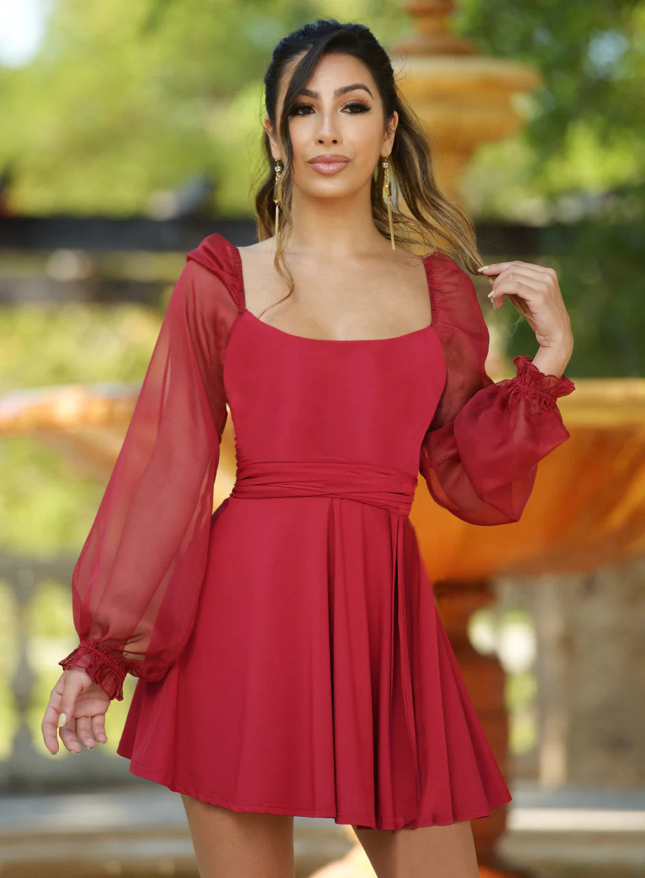 Vera Two Way Mini Dress - Deep Red