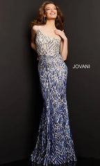 Size 2, Jovani Style 06469 - Silver/Royal - FINAL SALE