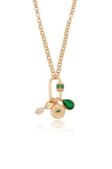 Green Queen Crystal Charm Necklace