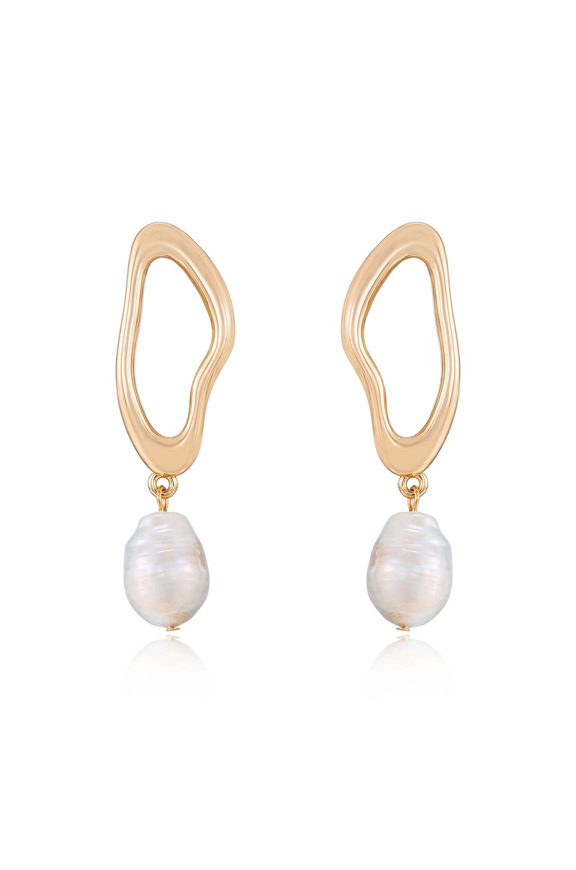 Open Circle Freshwater Pearl Earrings