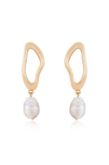 Open Circle Freshwater Pearl Earrings