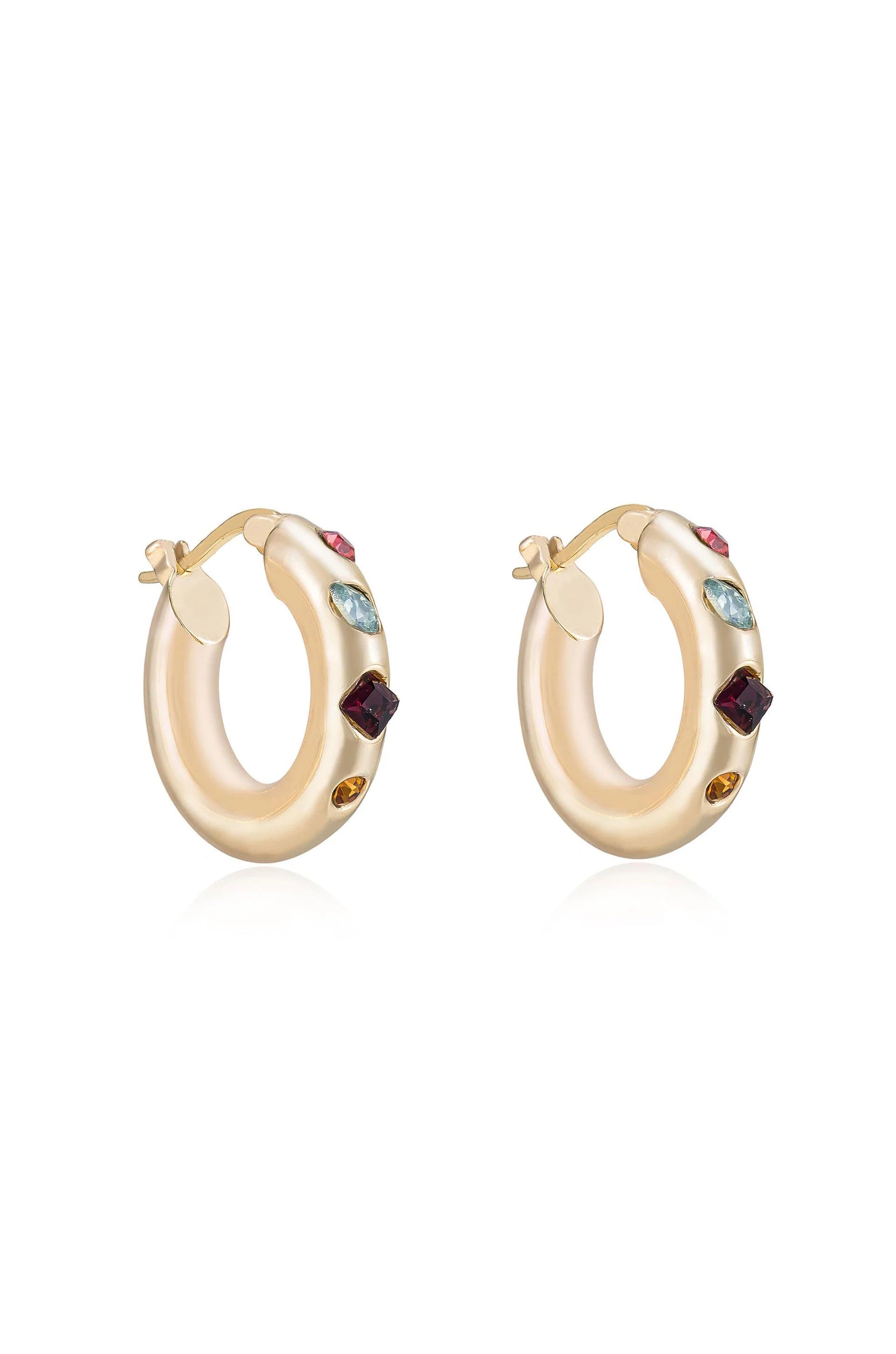 Lively Rainbow Crystal Hoop Earrings