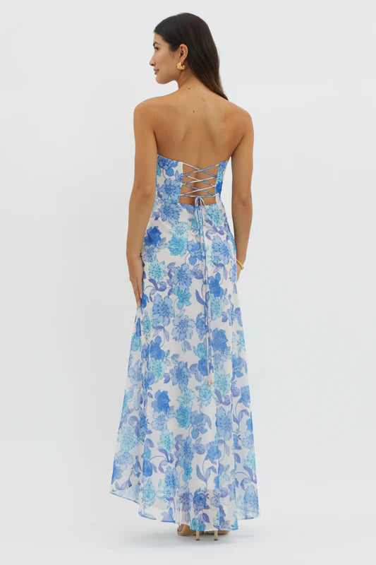 Lola Maxi Dress- Blue Floral