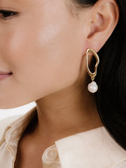 Open Circle Freshwater Pearl Earrings