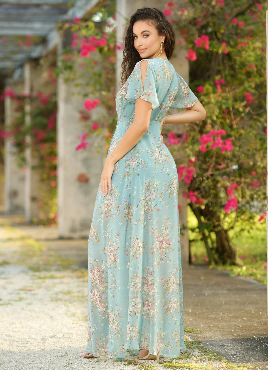 Size XS, Kari Maxi Dress - Teal Floral - FINAL SALE