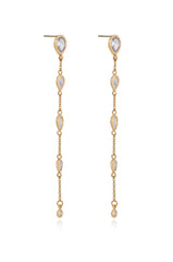 Dainty Bezel Crystal Dangle Earrings