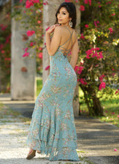 Greta Maxi Dress - Teal Floral