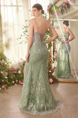 A1470 - CRYSTAL NECKLINE BEADED GOWN - Andrea & Leo Couture