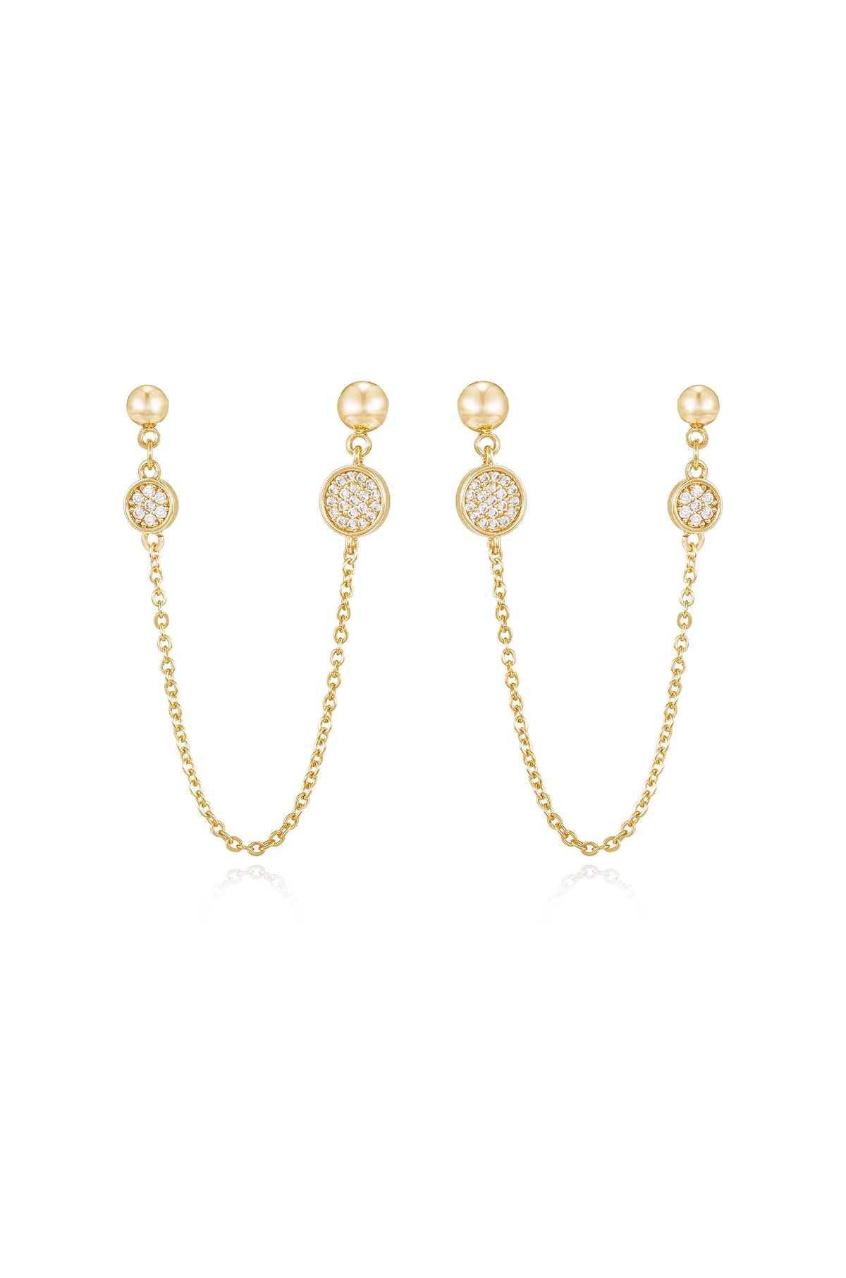 Double Piercing Chain Drop Earrings