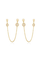 Double Piercing Chain Drop Earrings