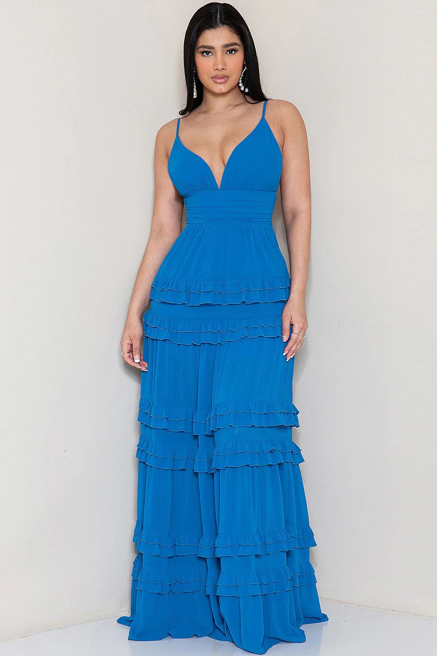 Size Small, Seraphina Maxi Dress - Ocean Blue - FINAL SALE