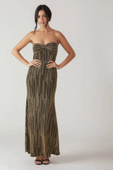 SACRED PROMISES METALLIC WOVEN MAXI DRESS