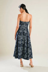 EVOLVING REFLECTIONS DENIM MIDI DRESS