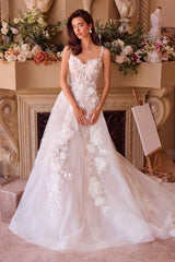 WL045-Intricate Floral Applique A-Line Tulle Wedding Dress-Andrea & Leo