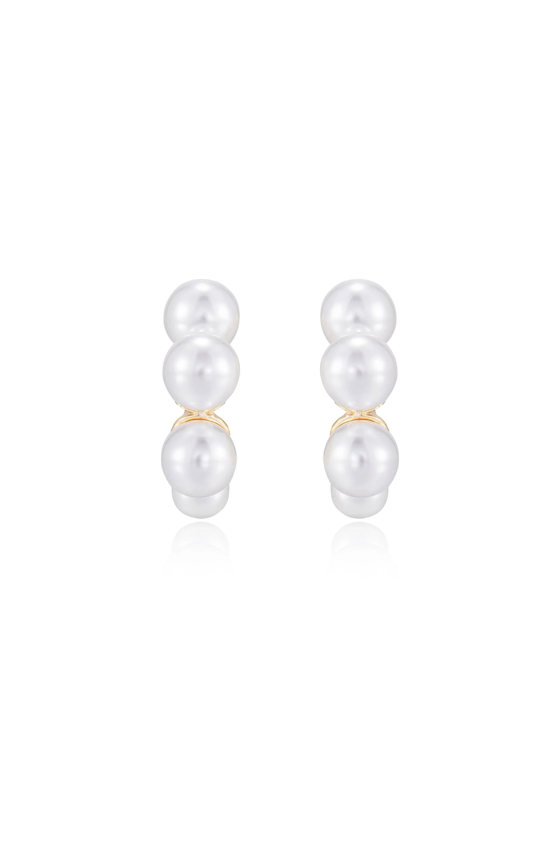 Five Pearls Hoop Earrings