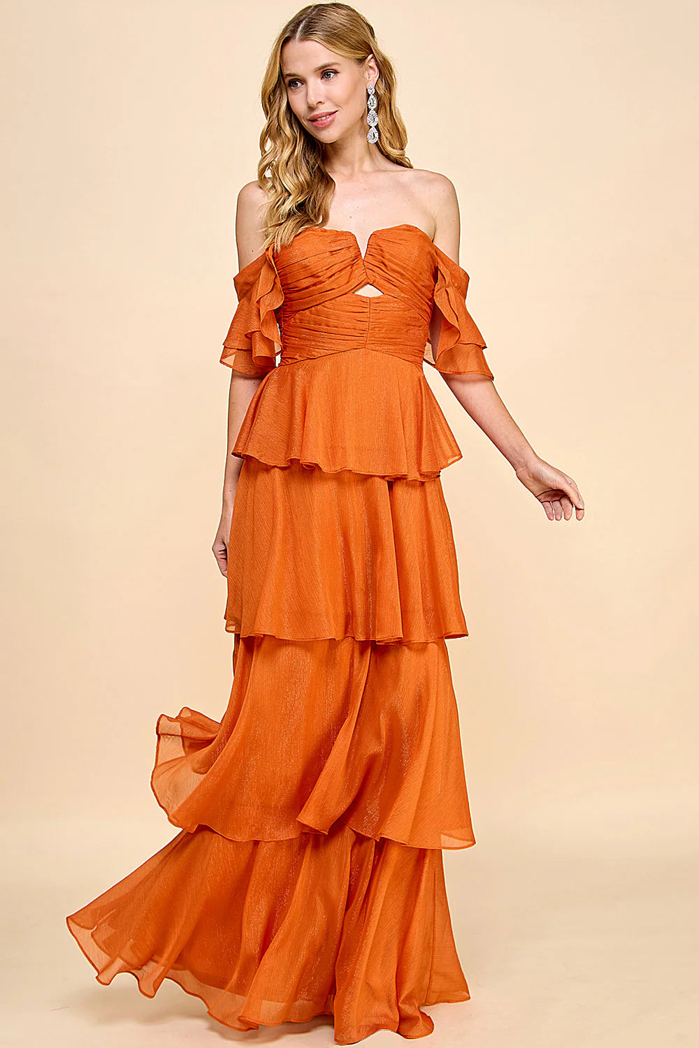 Clementine Maxi Dress - Orange Shimmer