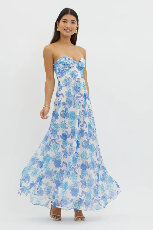 Lola Maxi Dress- Blue Floral