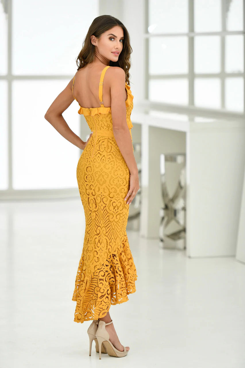 Size 2, Leanne Midi Dress - Mustard - FINAL SALE