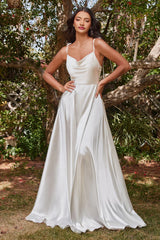 Lottie Gown - Off White - RAVISHING COWL A-LINE SATIN GOWN