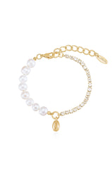 Pearl and Crystal Shell Bracelet