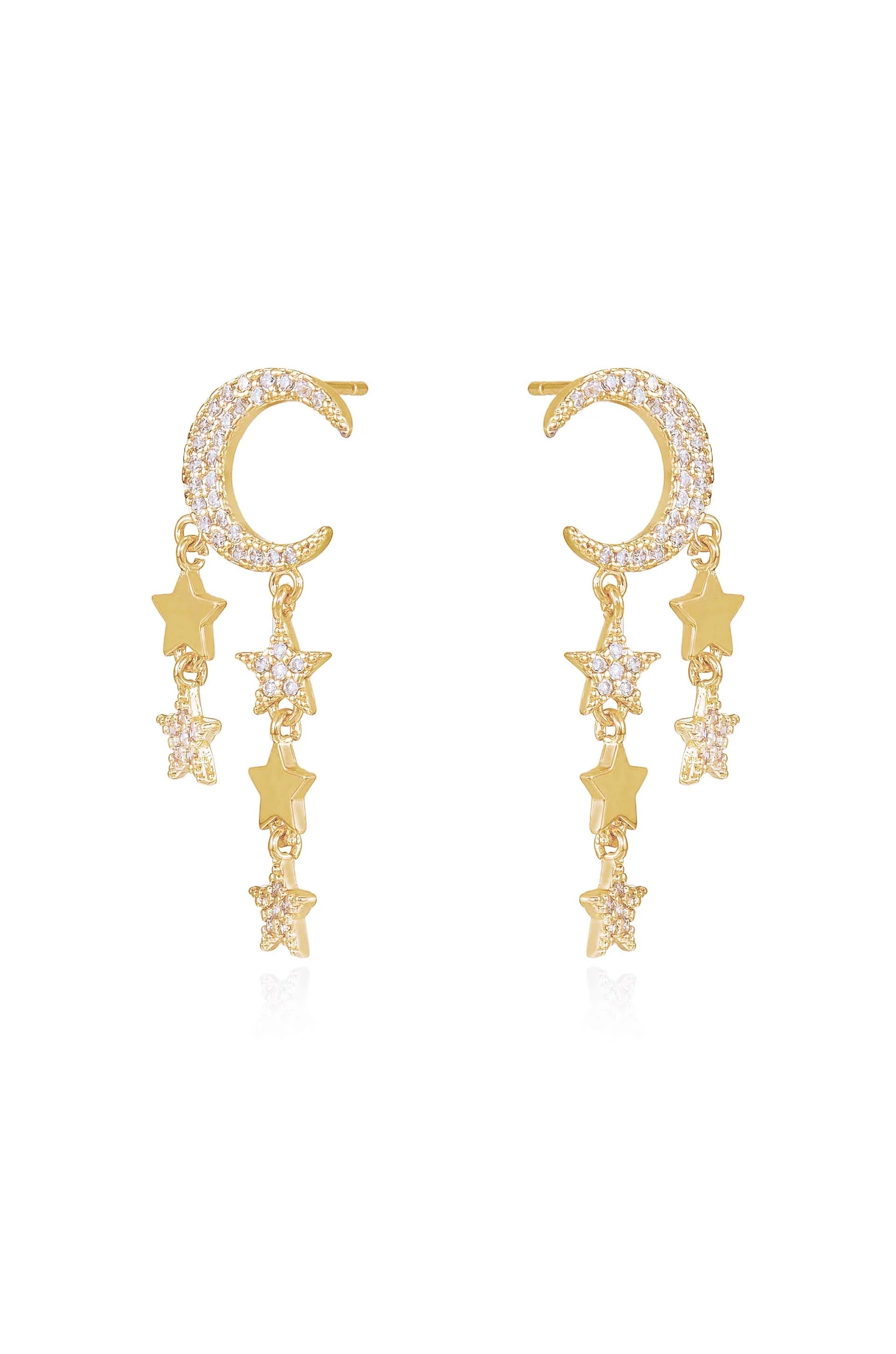 Lunar Shower Crystal Dangle Earrings