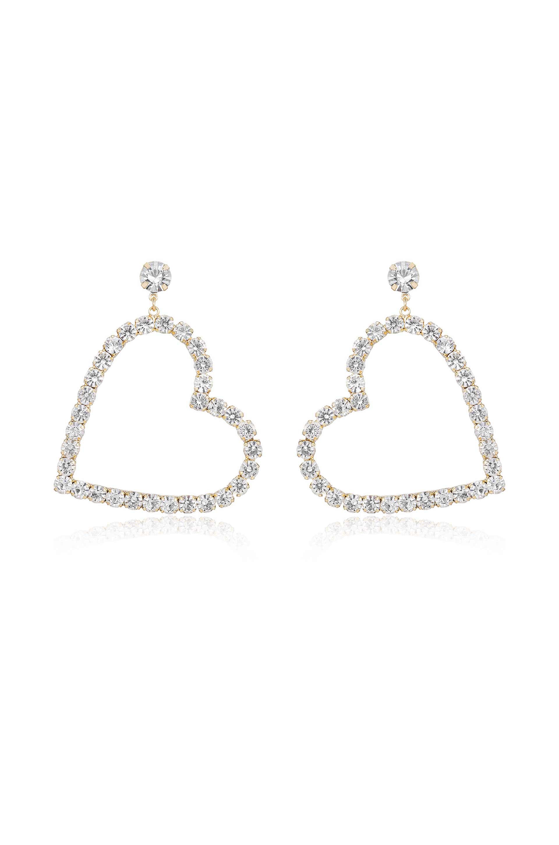 Falling in Crystal Love Dangle Earrings