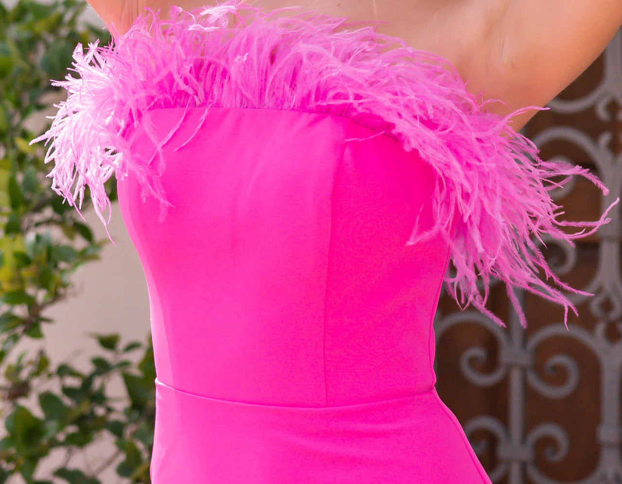 Sochi Gown - Hot Pink Feather