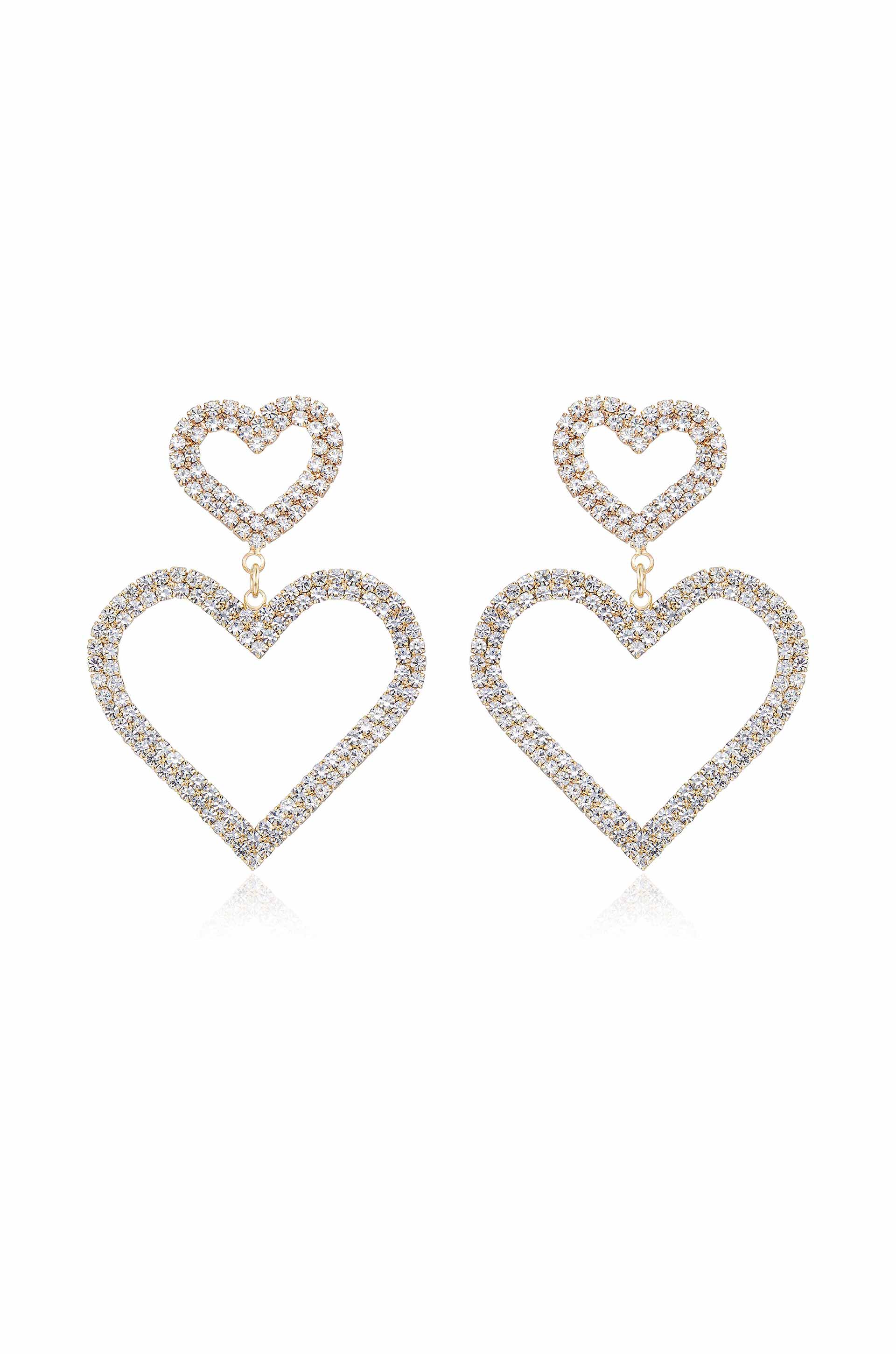 Double Trouble Heart Crystal Earrings