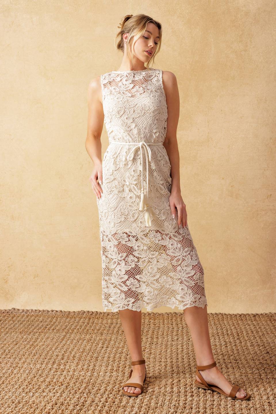 TIMELESS TREASURES LACE WOVEN MIDI DRESS