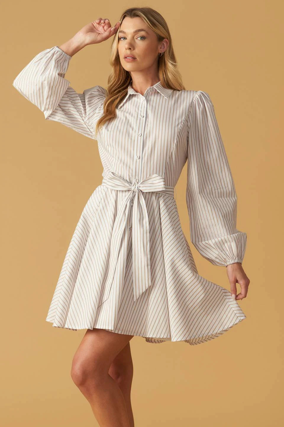 BEAUTY & STYLE WOVEN MINI DRESS