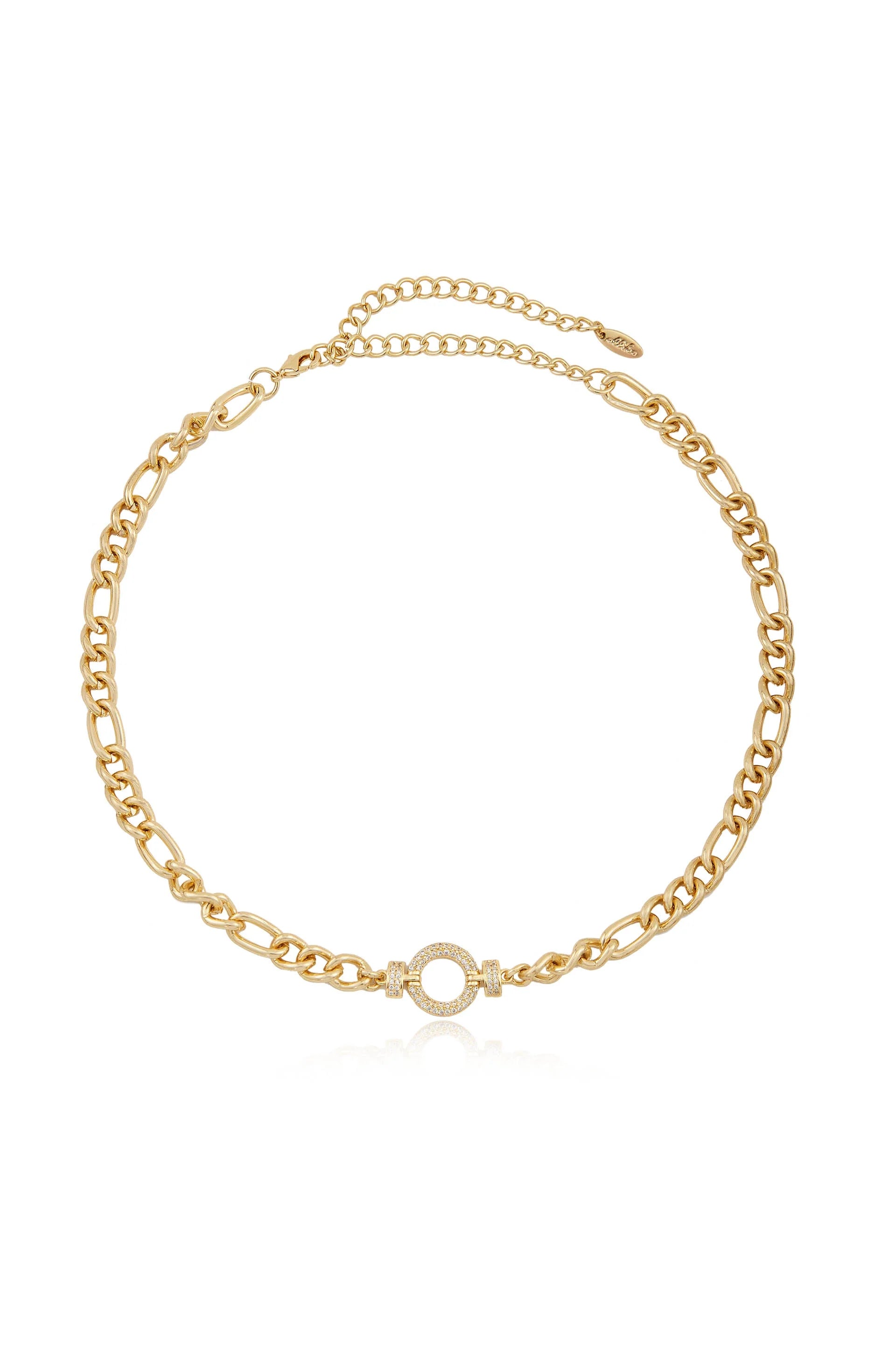 Eternity Crystal Circle Chain Link Necklace