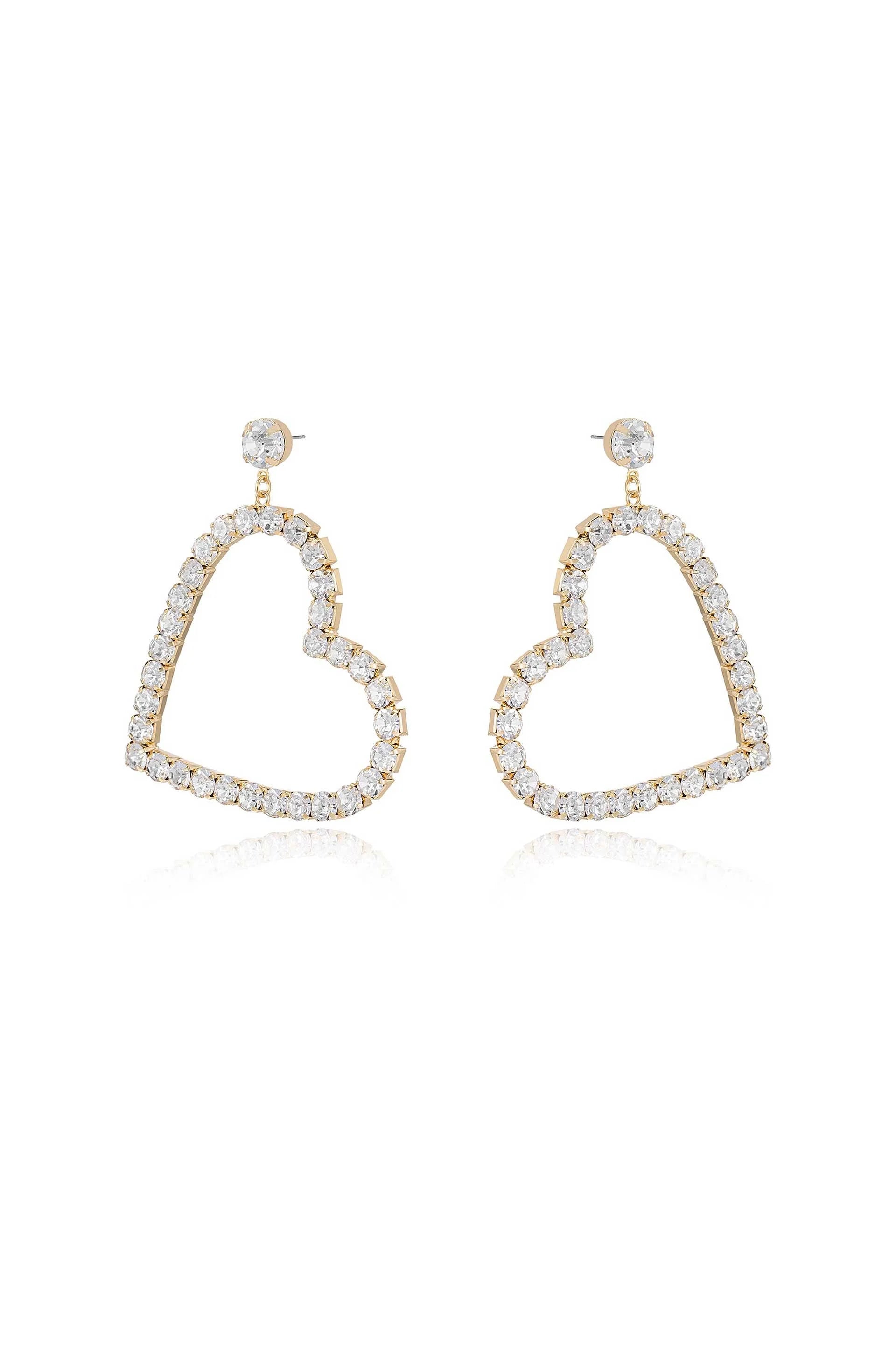 Falling in Crystal Love Dangle Earrings