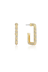 Crystal Studded Rectangle Hoop Earrings