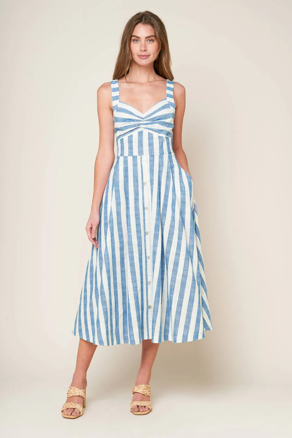 LUSH WITH LIFE WOVEN MIDI DRESS