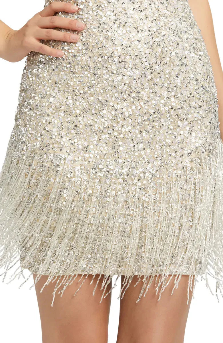 Size 14, Eve Fringe Mini - Platinum - FINAL SALE