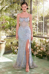 A1470 - CRYSTAL NECKLINE BEADED GOWN - Andrea & Leo Couture