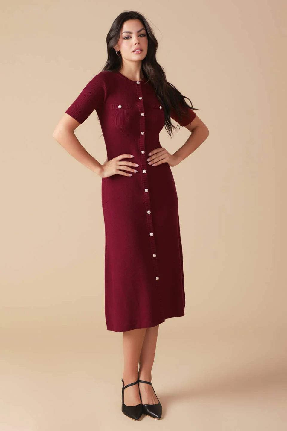 URBAN ELEGANCE SWEATER MIDI DRESS